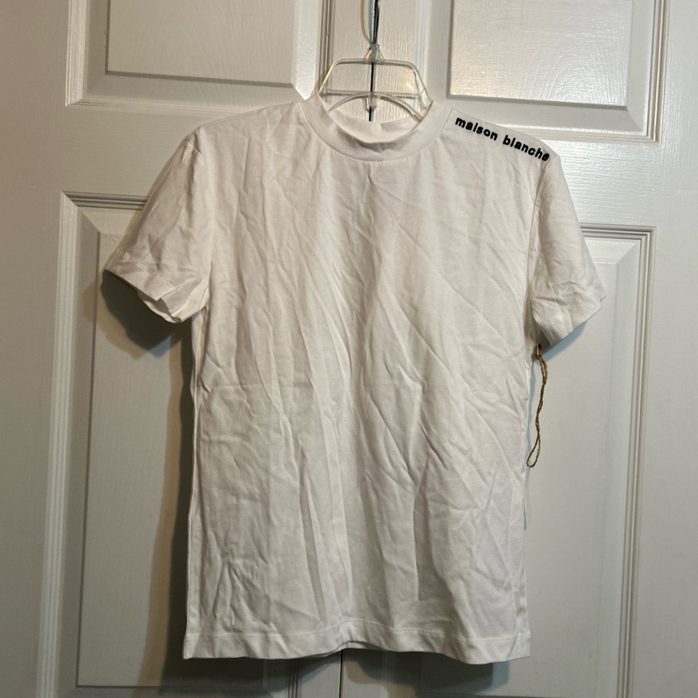 NWT Maison Blanche T Shirt White Size 3 Short Sleeve Crewneck Tee Wmns M Mens S